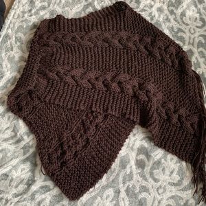 Brown shawl knitted